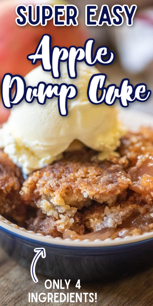 This easy, 3 ingredient Apple Dump cake will easily be one of your favorite fall desserts! It's made easy with pie filling and a box cake mix, which means less work for you! With lot's of cinnamon flavor, you are going to fall in love! #gogogogourmet #appledumpcake #dumpcakerecipes #falldesserts #easycakerecipes via @gogogogourmet