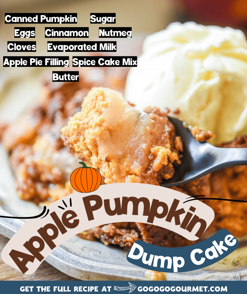 This easy Apple Pumpkin Dump Cake recipe is just what you need this fall! It's an easy dessert with only a few ingredients and 10 minutes of work! It might even be better than the Pioneer Woman recipe! #gogogogourmet #applepumpkindumpcake #dumpcakerecipes #pumpkinrecipes #falldesserts via @gogogogourmet