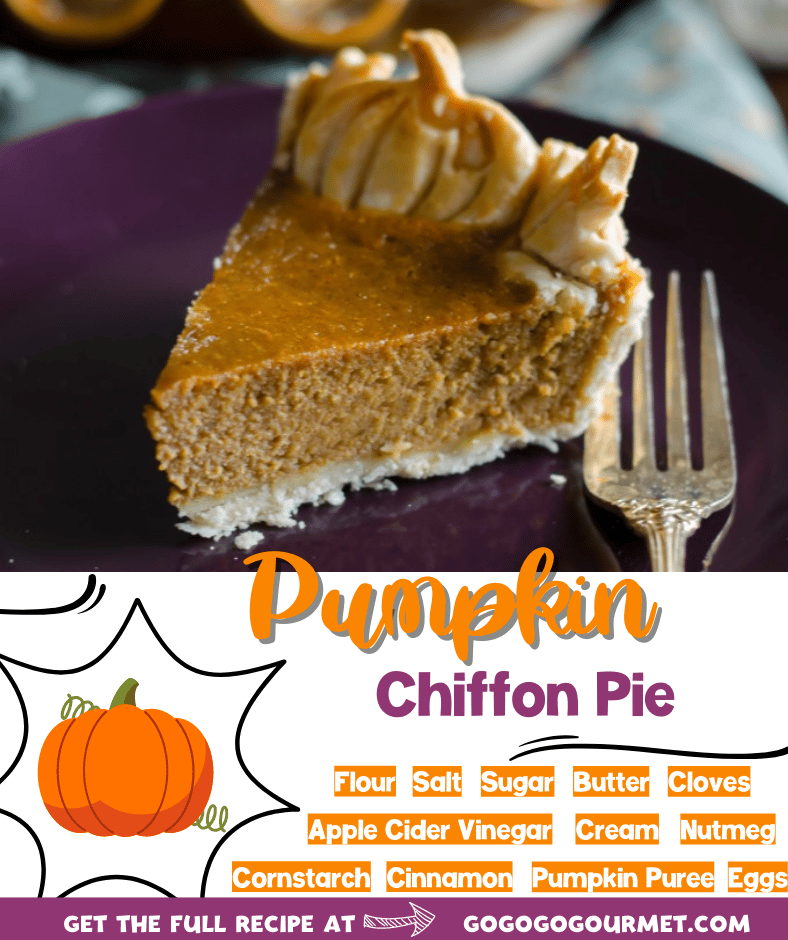 Move over Paula Deen, this easy Pumpkin Chiffon Pie is the best! There is no gelatin required, and it's perfectly creamy and delicious! Your Thanksgiving dessert table won't be the same without this perfect pie with a decorative crust. #gogogogourmet #pumpkinchiffonpie #pumpkinpie #thanksgivingdesserts via @gogogogourmet