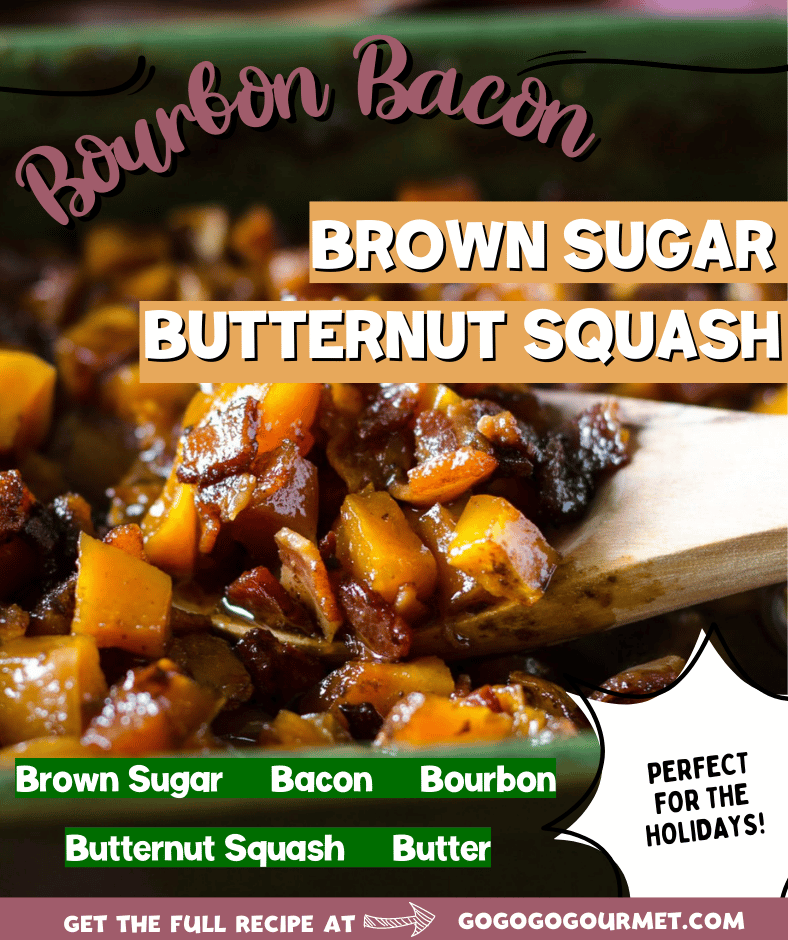 Forget the soup, this Bourbon Bacon Brown Sugar Butternut Squash recipe is the best! It makes a perfect Thanksgiving side, but it's also great served with roasted chicken or pasta! You will never wonder how to cook butternut squash after you've tried this baled recipe! #gogogogourmet #butternutsquash #brownsugarbutternutsquash #bourbonbaconbrownsugarbutternutsquash #thanksgivingsides via @gogogogourmet