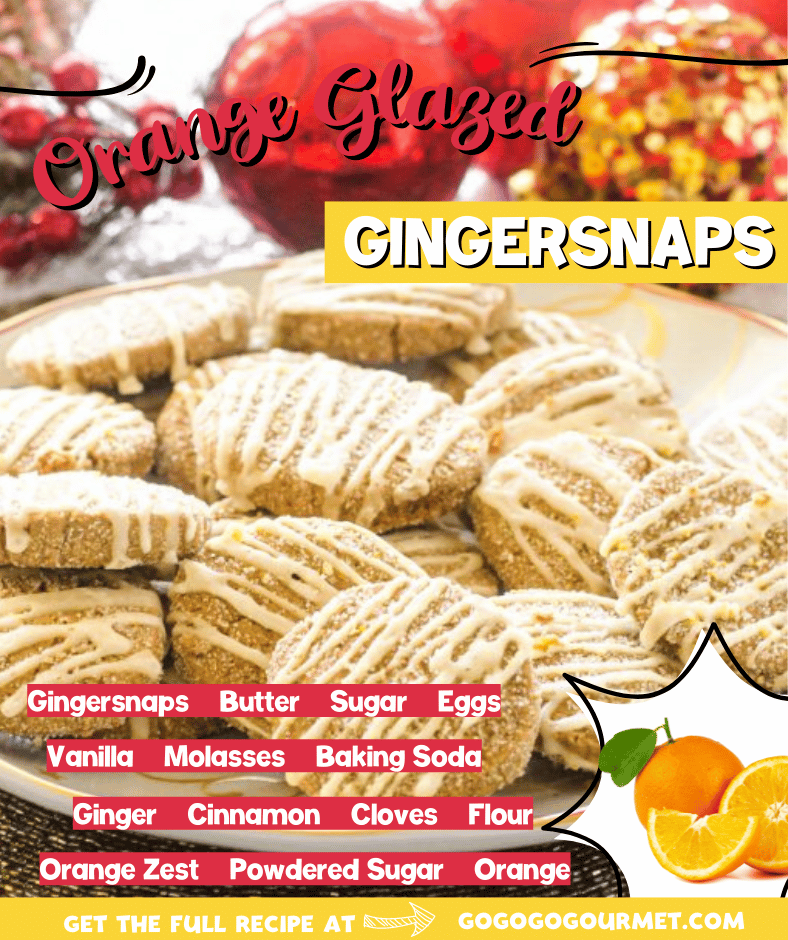 This chewy, soft Orange Glazed Gingersnaps recipe is the best! Lightly iced with a delicious orange glaze, this might be your new favorite Christmas dessert! These cookies are perfectly crispy and spicy! #gogogogourmet #orangeglazedgingersnaps #gingersnaps #christmascookies via @gogogogourmet