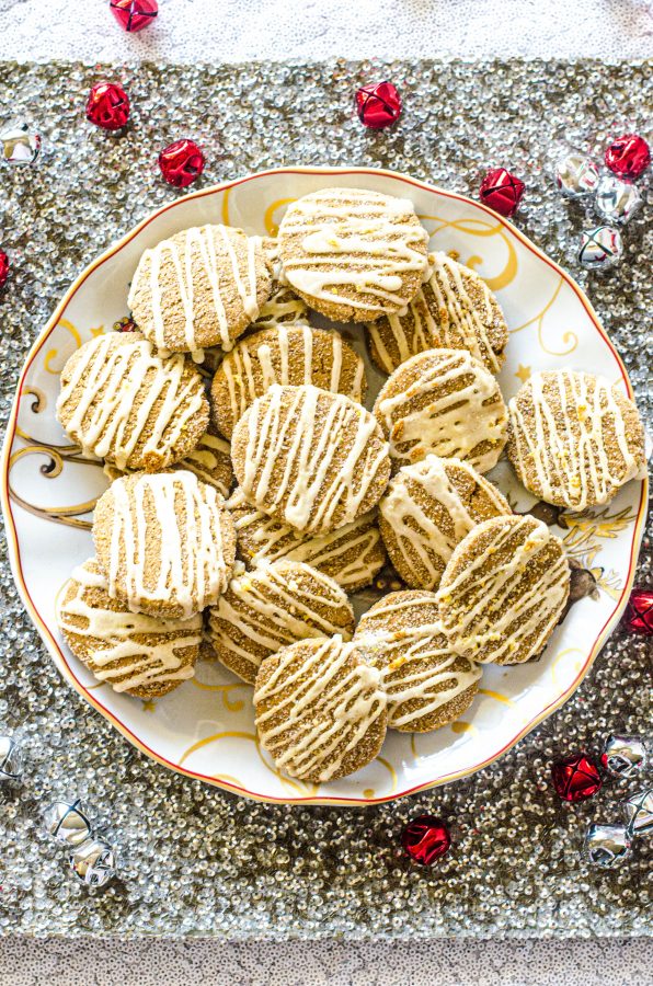 Overhead view of orange glazed gingersnaps