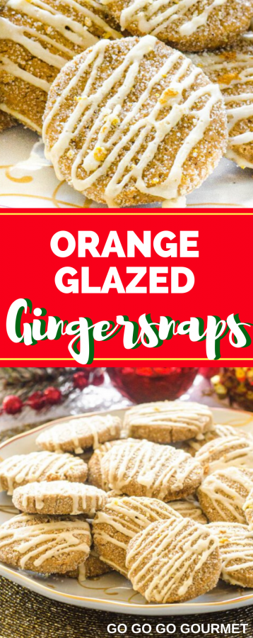 Collage of orange glazed gingersnaps for Pinterest