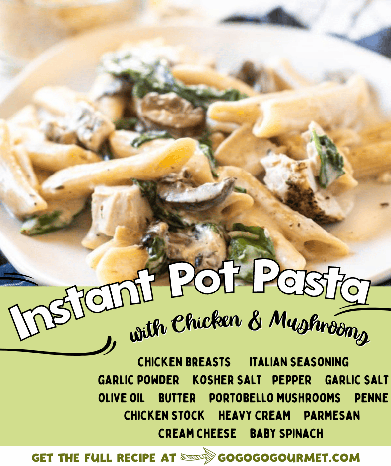 If you've ever wondered how to make pasta in the Instant Pot, look no further than this EASY Creamy Instant Pot Pasta with Chicken & Mushrooms recipe! #gogogogourmet #instantpotpasta #instantpotpastawithchicken #easyinstantpotrecipes #chickendinner via @gogogogourmet