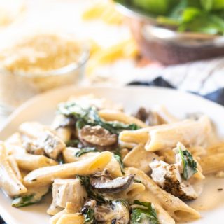 Instant Pot pasta on a white plate