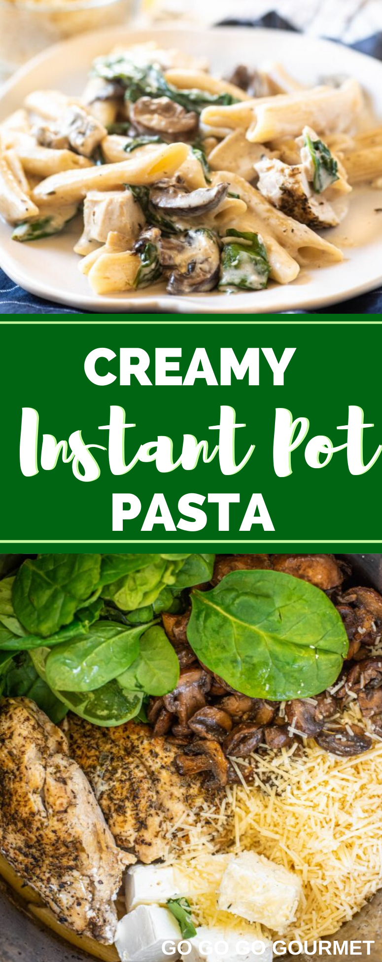 If you've ever wondered how to make pasta in the Instant Pot, look no further than this EASY Creamy Instant Pot Pasta with Chicken & Mushrooms recipe! #gogogogourmet #instantpotpasta #instantpotpastawithchicken #easyinstantpotrecipes #chickendinner via @gogogogourmet