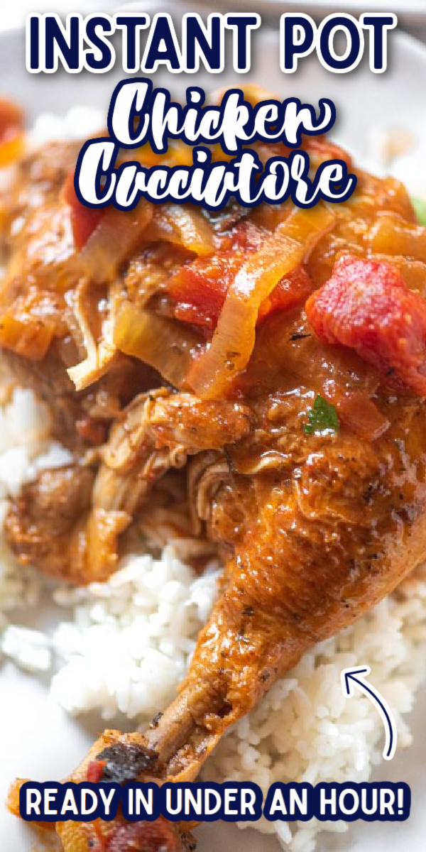 This easy Instant Pot Chicken Cacciatore recipe is the best! Simply sear the chicken, then let the electric pressure cooker do all of the work! Serve with pasta or rice, and you've got yourself a delicious, authentic Italian meal. #gogogogourmet #instantpotchickencacciatore #chickencacciatore #instantpotrecipes #instantpotchicken via @gogogogourmet