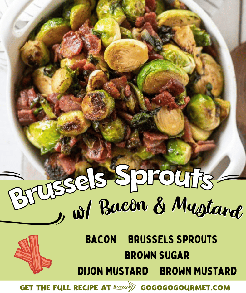 There are many ways to cook Brussels sprouts, but this Stovetop Brussels Sprouts with Bacon and Mustard Recipe is my personal favorite! With simple ingredients like brown sugar and mustard, you will have a flavorful side dish in no time! #gogogogourmet #brusselssprouts #stovetopbrusselssprouts #easysidedishes via @gogogogourmet