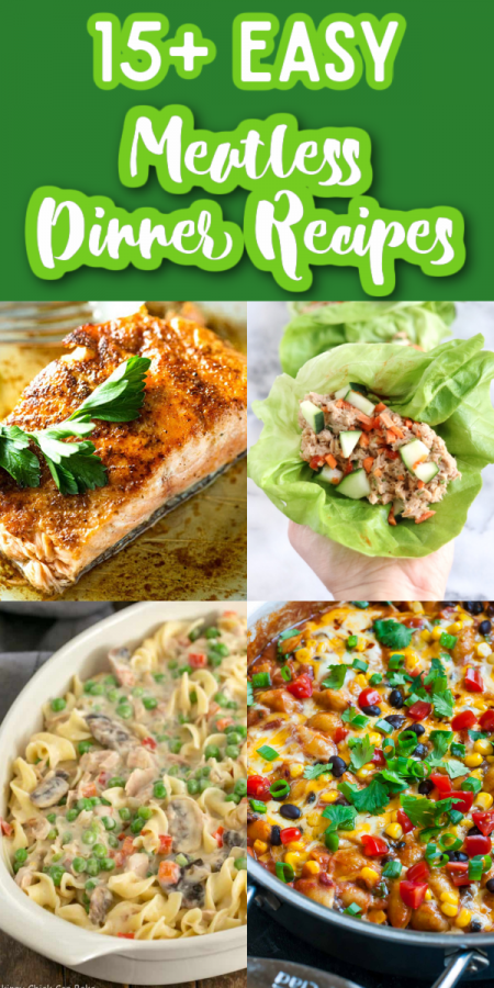 Collage of easy meatless dinner recipes